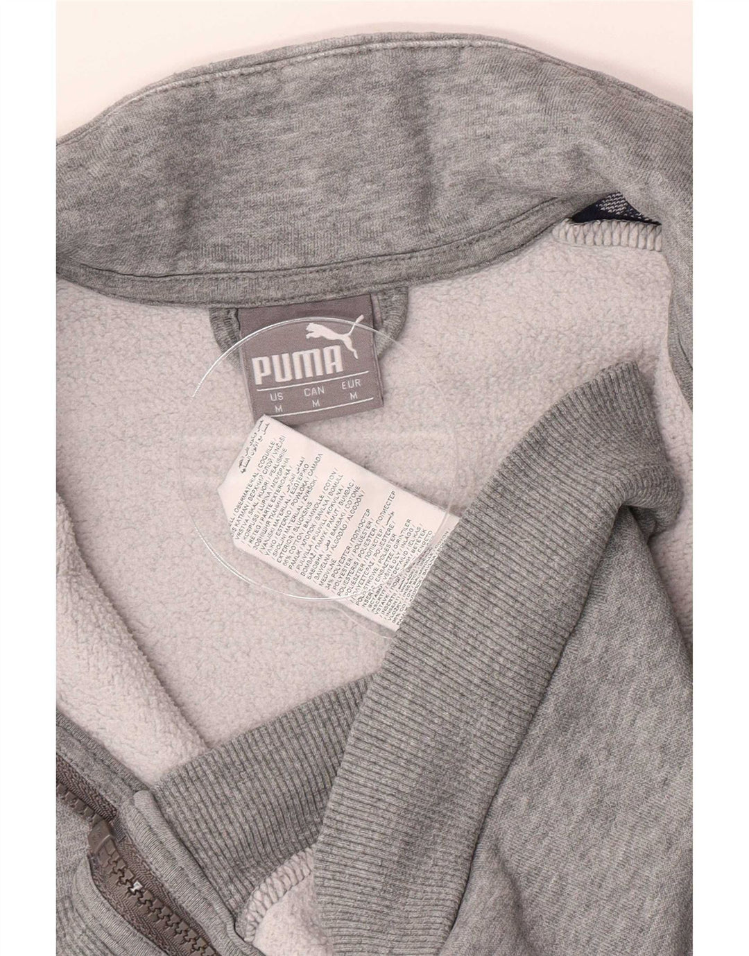 Męska kurtka dresowa Puma z grafiką, średnia szara bawełna w blokach kolorów