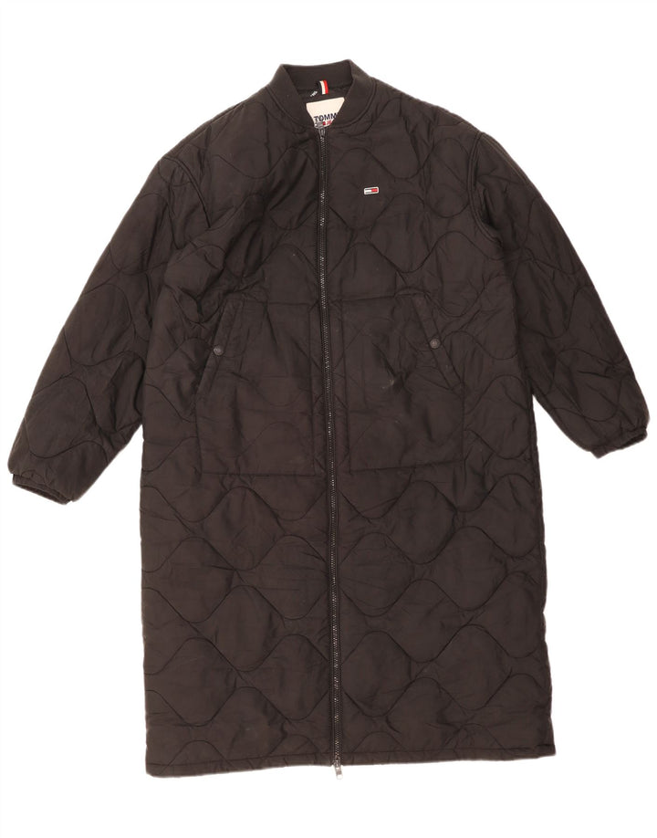 Damski płaszcz oversize Tommy Hilfiger z podszewką UK 10, mały, czarny poliester