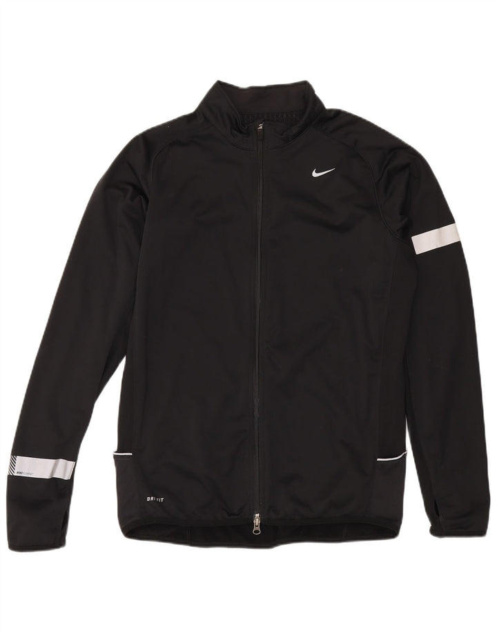 NIKE Mens Dri Fit Tracksuit Top Jacket Medium Black Colourblock Polyester
