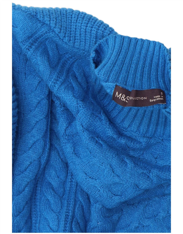 Marks & Spencer Damski sweter z golfem UK 10 Small Blue Wiskoza