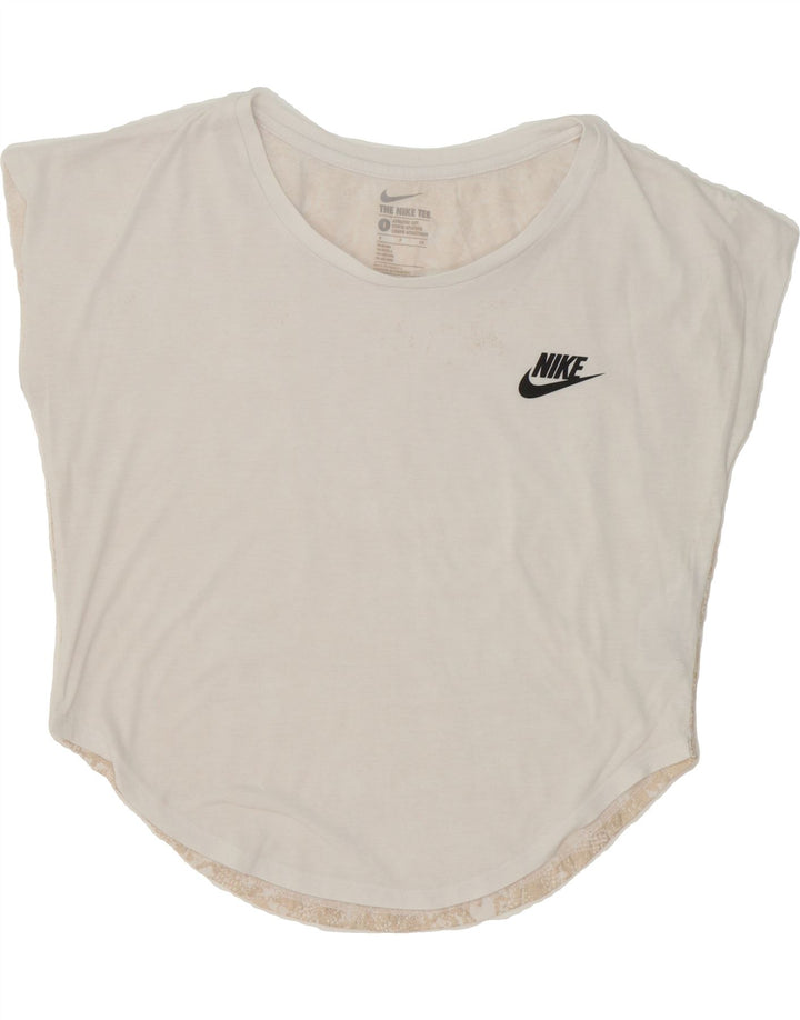 NIKE Womens Athletic Cut Oversized Graphic T-Shirt Top UK 10 Small White Vintage Nike and Second-Hand Nike from Messina Hembry 