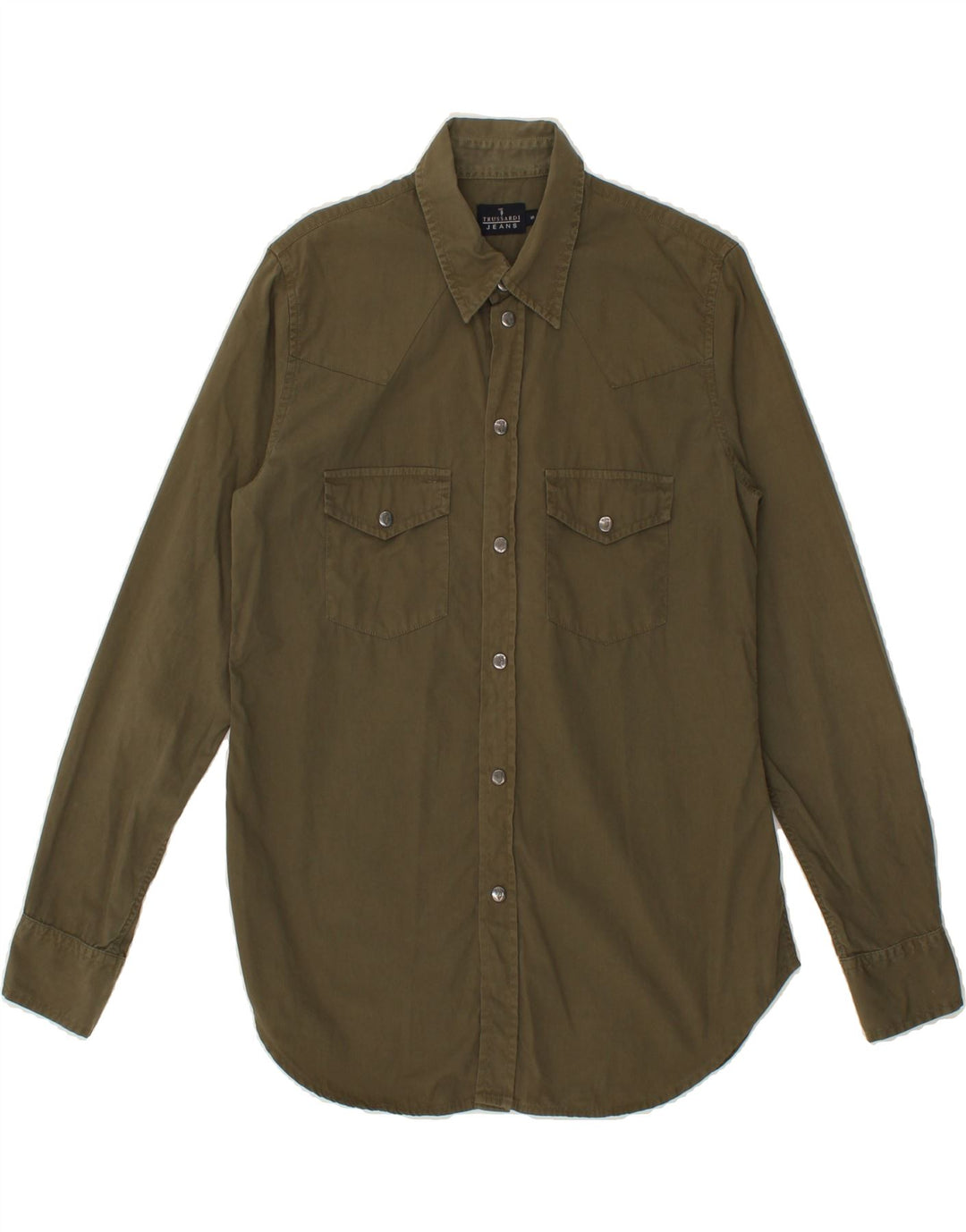 TRUSSARDI JEANS Mens Shirt Small Green Cotton Vintage Trussardi Jeans and Second-Hand Trussardi Jeans from Messina Hembry 