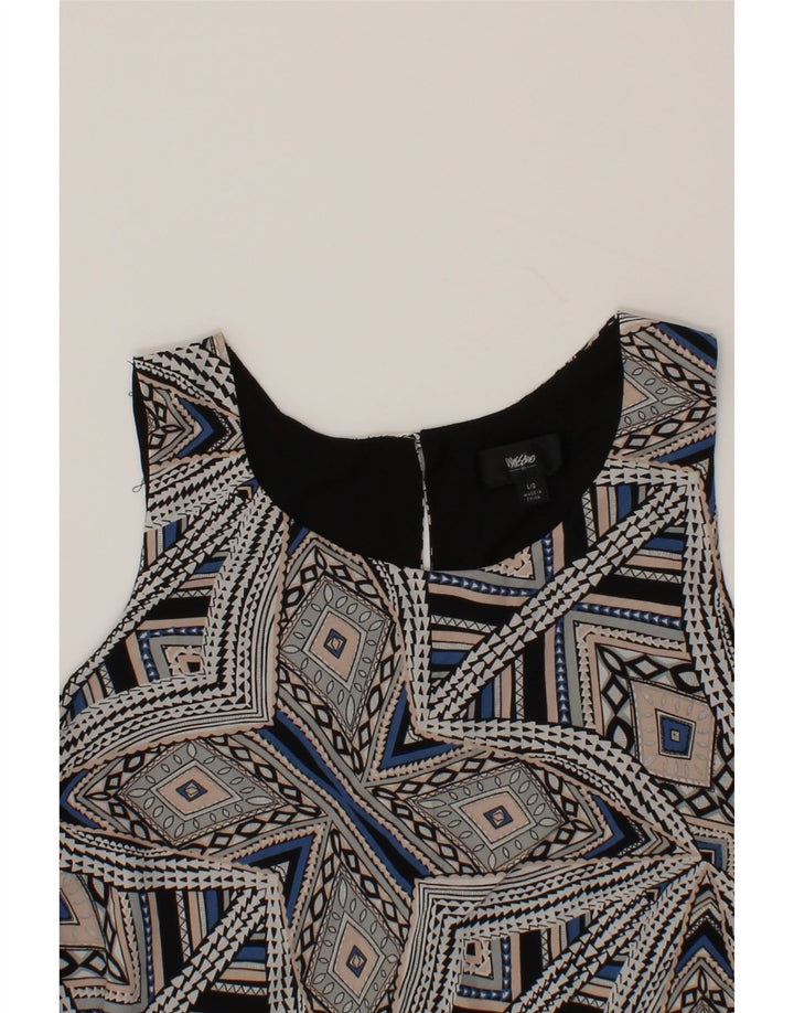 MOSSIMO Womens Sleeveless Blouse Top UK 16 Large Black Geometric Polyester Vintage Mossimo and Second-Hand Mossimo from Messina Hembry 