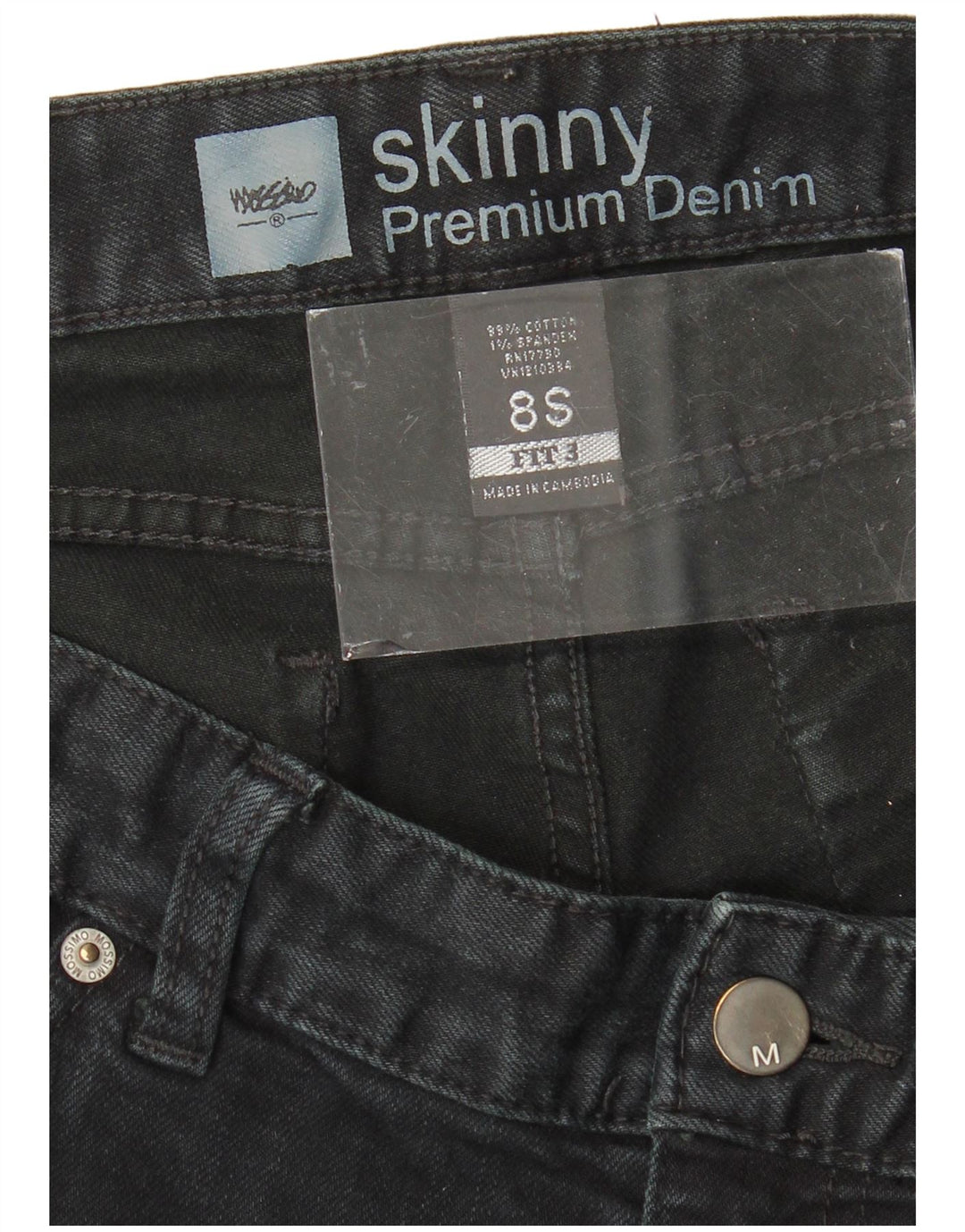 Damskie jeansy skinny Mossimo z niską talią US 8 Medium W34 L30 Szara bawełna