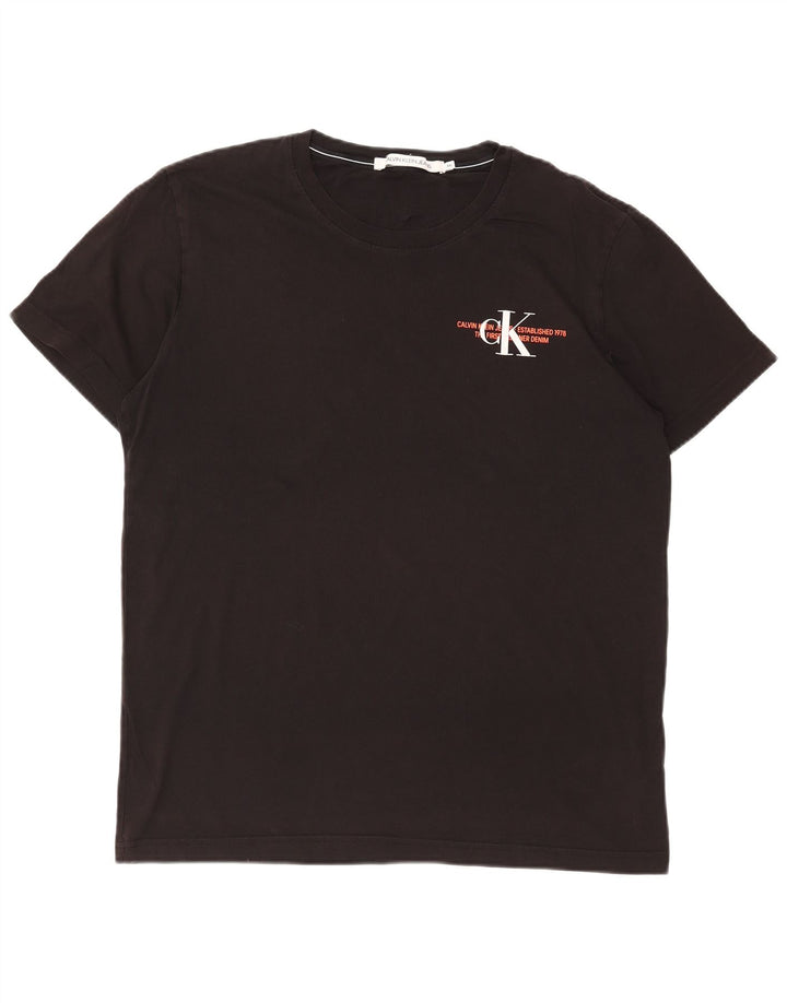 Męska koszulka z grafiką Calvin Klein Jeans, 2XL, czarna, bawełniana