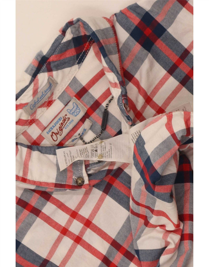 Męska koszula z krótkim rękawem Jack & Jones, duża, bawełniana w białą kratkę