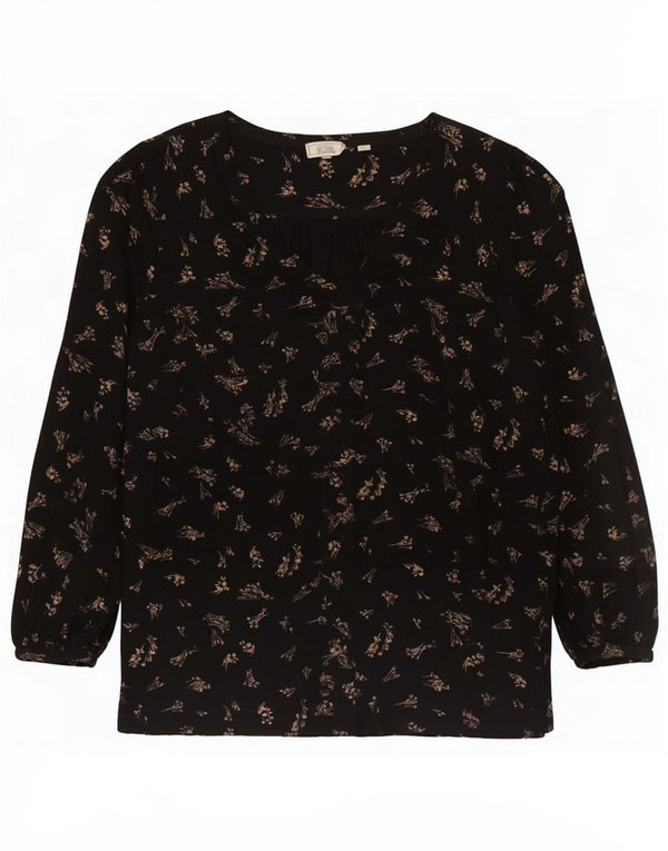 Fat Face Womens Oversized Tunic Top UK 14 Medium Black Floral Viscose