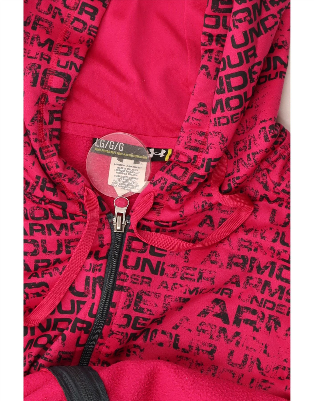 Damski sweter UNDER ARMOUR z grafiką i zamkiem błyskawicznym, UK 16, duży, różowy poliester