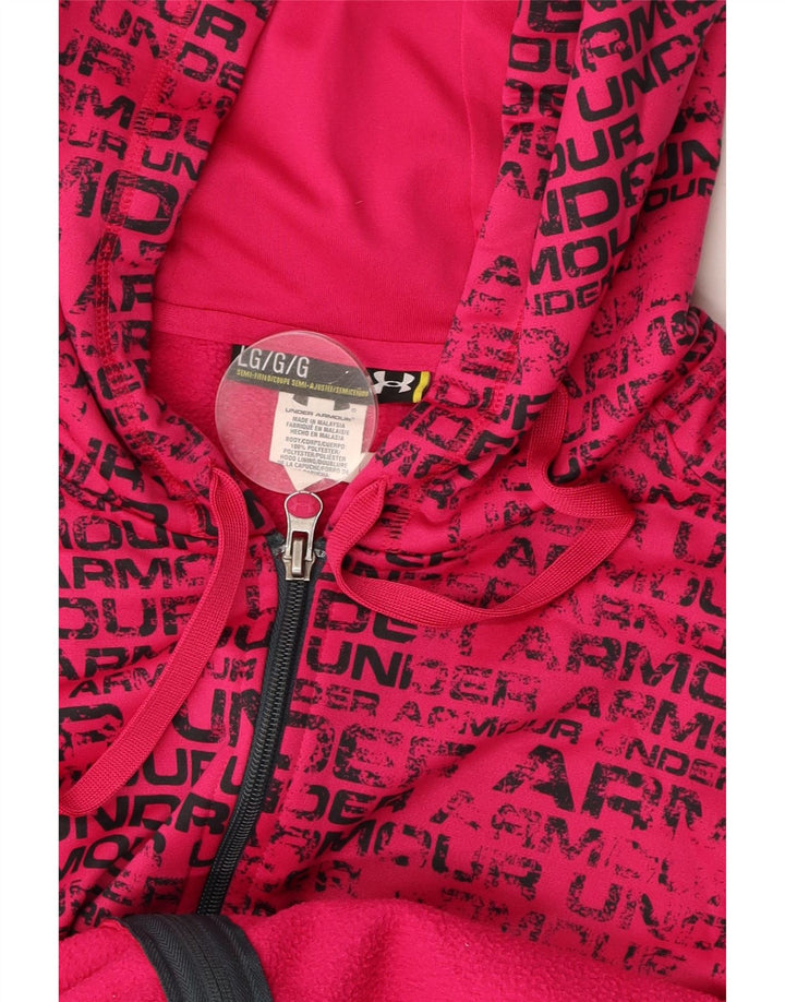 Damski sweter UNDER ARMOUR z grafiką i zamkiem błyskawicznym, UK 16, duży, różowy poliester