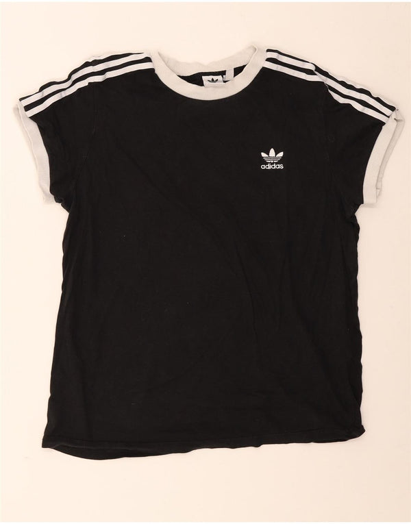 Adidas Womens T-Shirt Top UK 14 Large Black Cotton