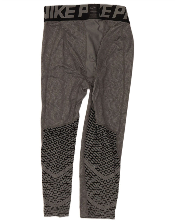 Męskie legginsy Nike Graphic Capri, małe, szare, z blokami kolorów, poliestrowe