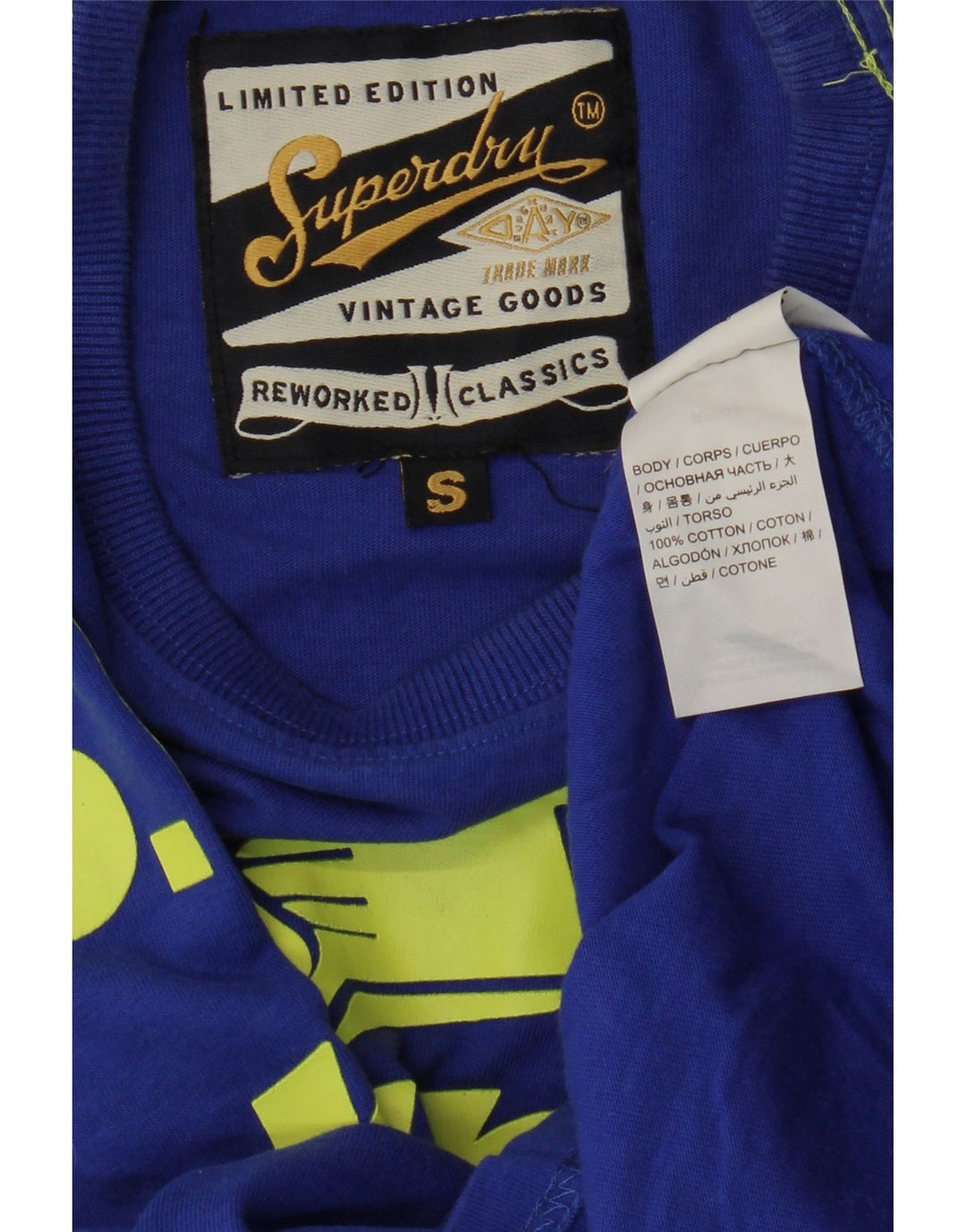 Męski T-shirt z grafiką Superdry, mały, niebieski, bawełniany