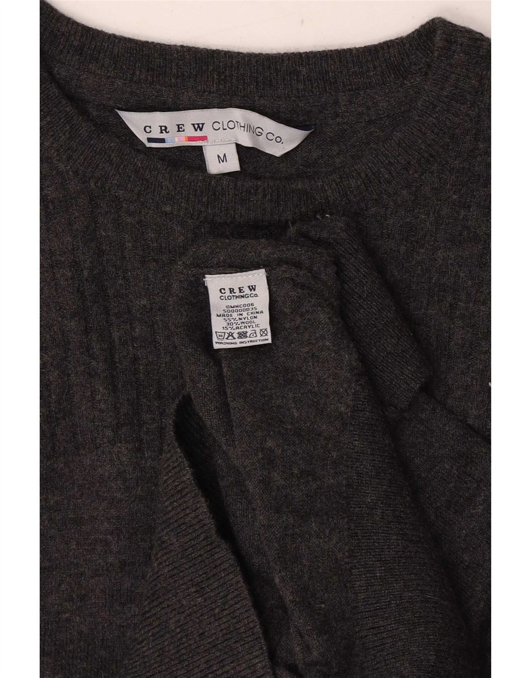 Crew Clothing Męski sweter z dekoltem w łódkę Średni szary nylon