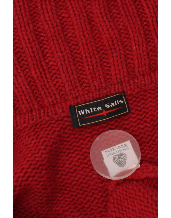 Męski sweter rozpinany White Sails, duży, z czerwonej wełny dziewiczej