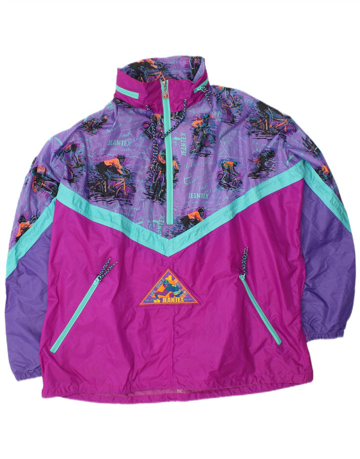 J JEANTEX Męska kurtka przeciwdeszczowa z kapturem i kapturem UK 44/46 2XL Fioletowy blok kolorów