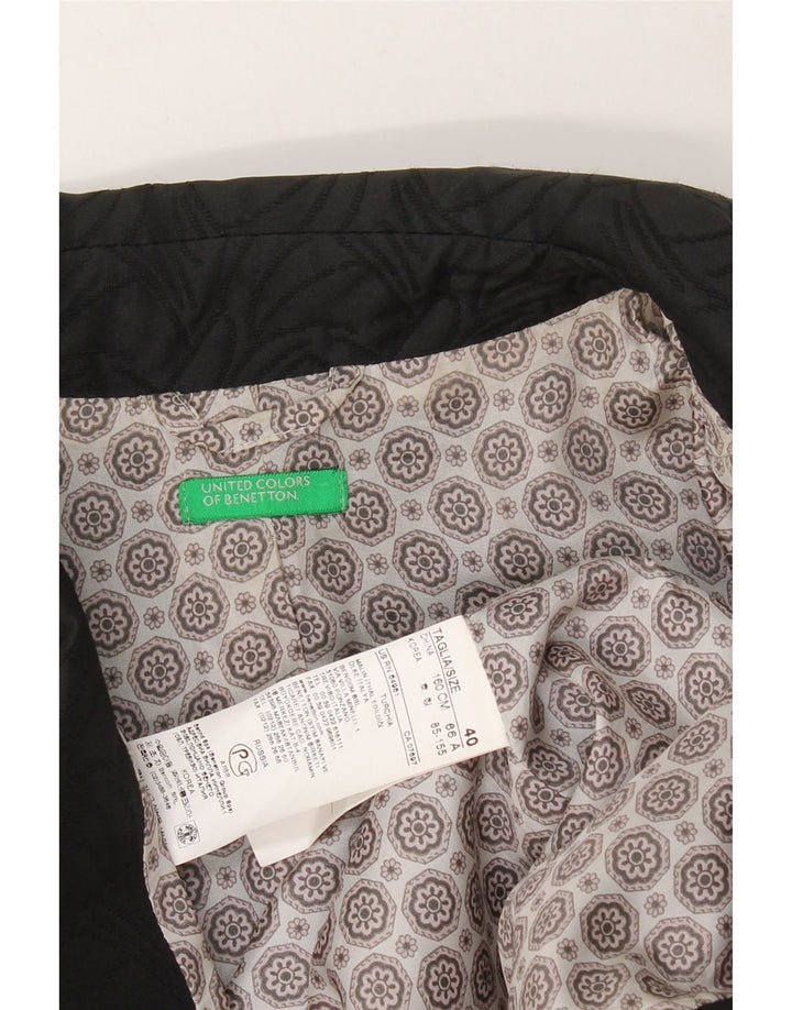 BENETTON Womens Abstract Pattern Overcoat IT 40 Small Black Acrylic Vintage Benetton and Second-Hand Benetton from Messina Hembry 