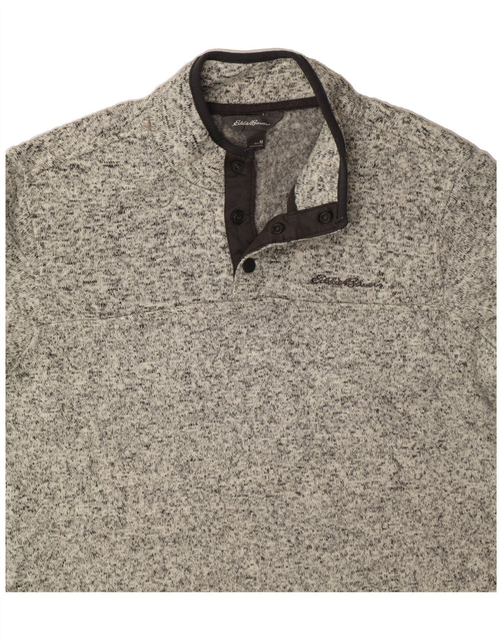 EDDIE BAUER Mens Button Neck Sweatshirt Jumper Medium Grey Flecked Vintage Eddie Bauer and Second-Hand Eddie Bauer from Messina Hembry 