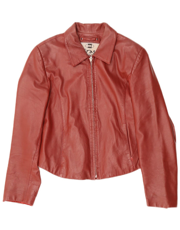 Vintage damska kurtka skórzana UK 14, duża czerwona skóra