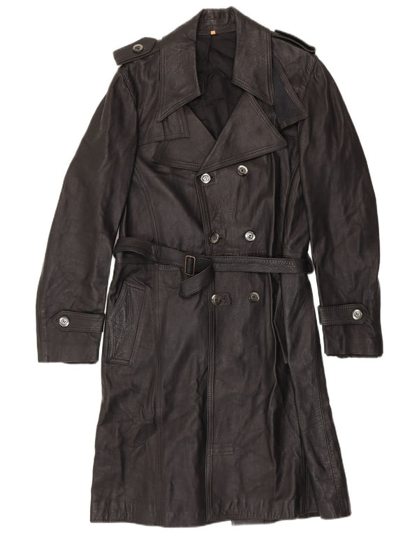 Męski płaszcz skórzany vintage UK 36 Small Black