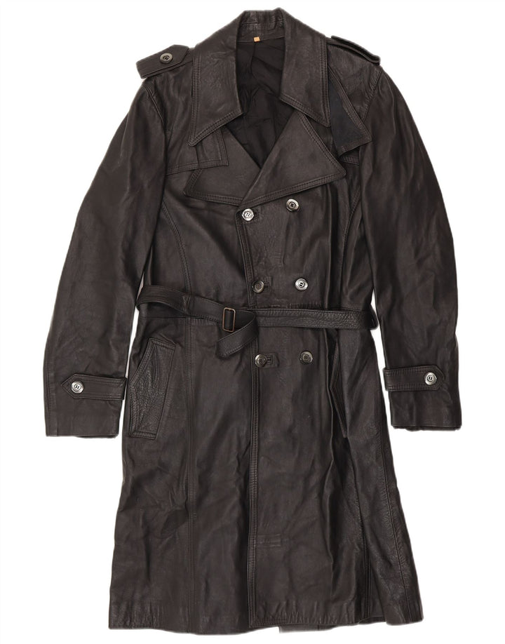 Męski płaszcz skórzany vintage UK 36 Small Black