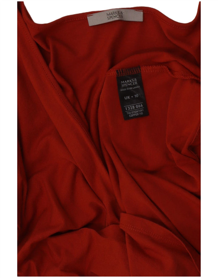 Marks & Spencer Damska sukienka o linii A z rękawem 3/4, UK 10, mała, czerwona, z poliestru