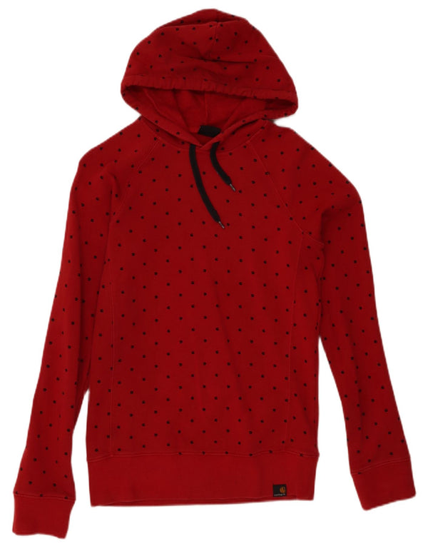 CARHARTT Womens Hoodie Jumper UK 10 Small Red Polka Dot Cotton