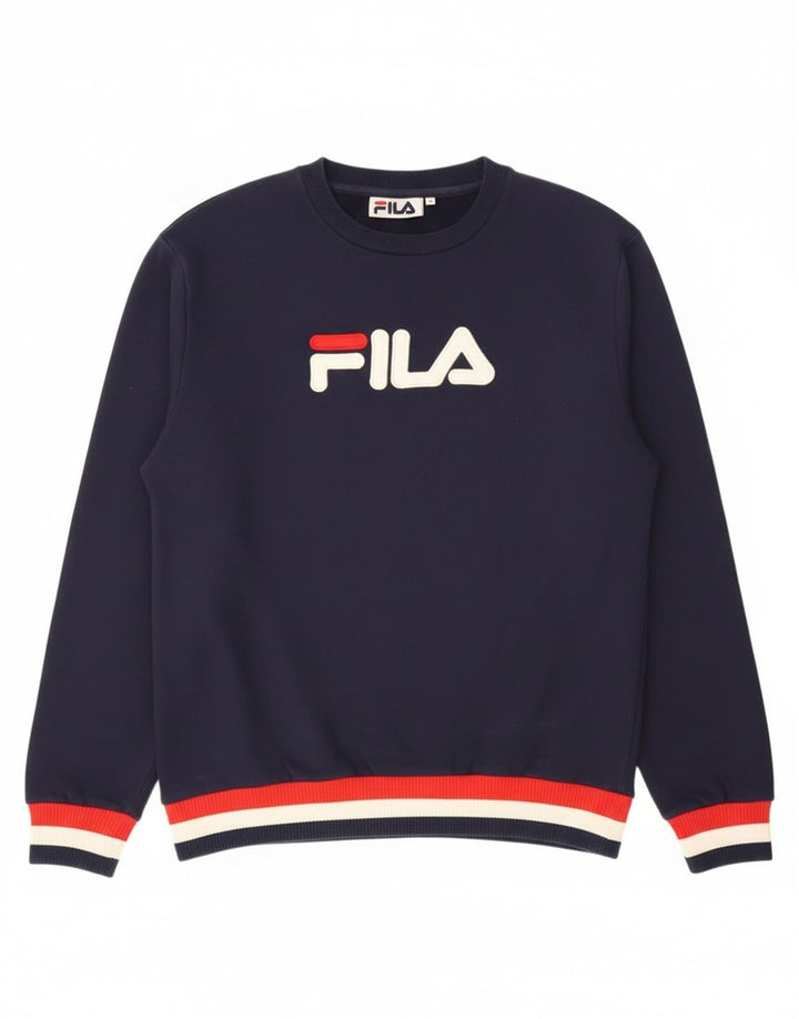 Męska bluza z grafiką Fila, średni granatowy, bawełniany