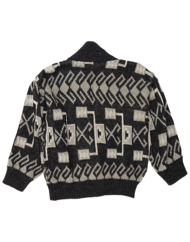 Vintage męski sweter rozpinany, duży, szary, geometryczny