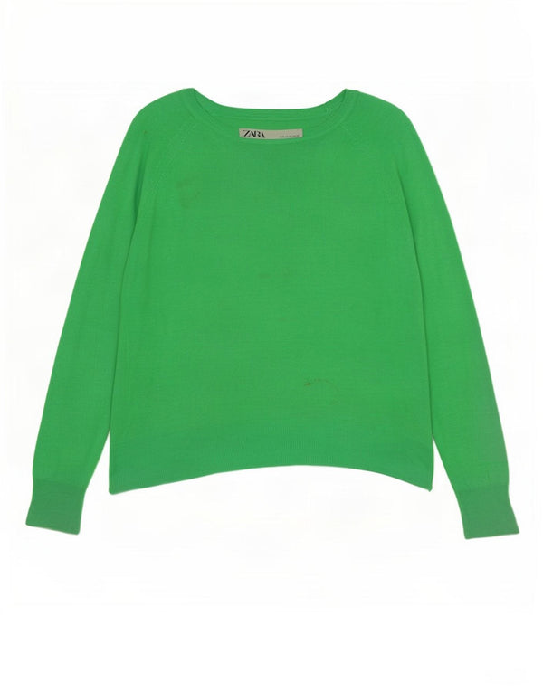 Damski sweter Zara z dekoltem w łódkę UK 10 Small, zielony, wiskozowy