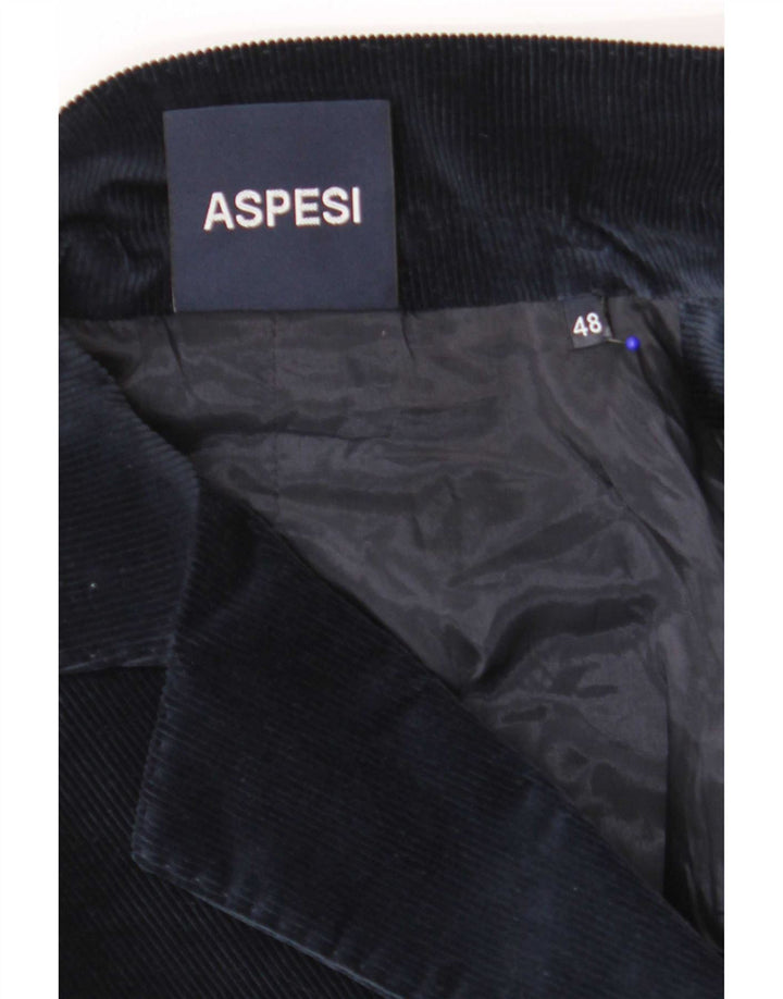 Damska marynarka sztruksowa Aspesi zapinana na 2 guziki IT 48 XL, granatowa, bawełniana