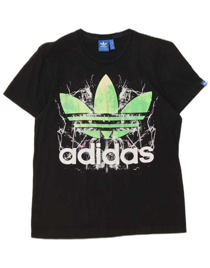 Męska koszulka z grafiką Adidas, średnia, czarna bawełna