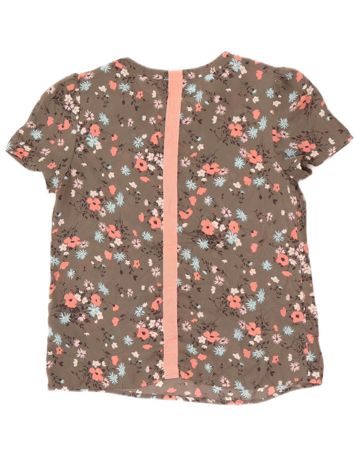 Damska bluzka oversize Oasis Top UK 10, mała, khaki, z poliestru w kwiaty