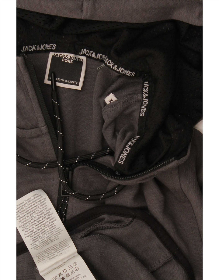 Męski sweter z kapturem i zamkiem Jack & Jones, średnioszary, poliestrowy