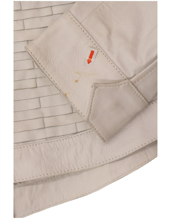 Vintage damska kurtka skórzana Bomber UK 16, duża, szara skóra