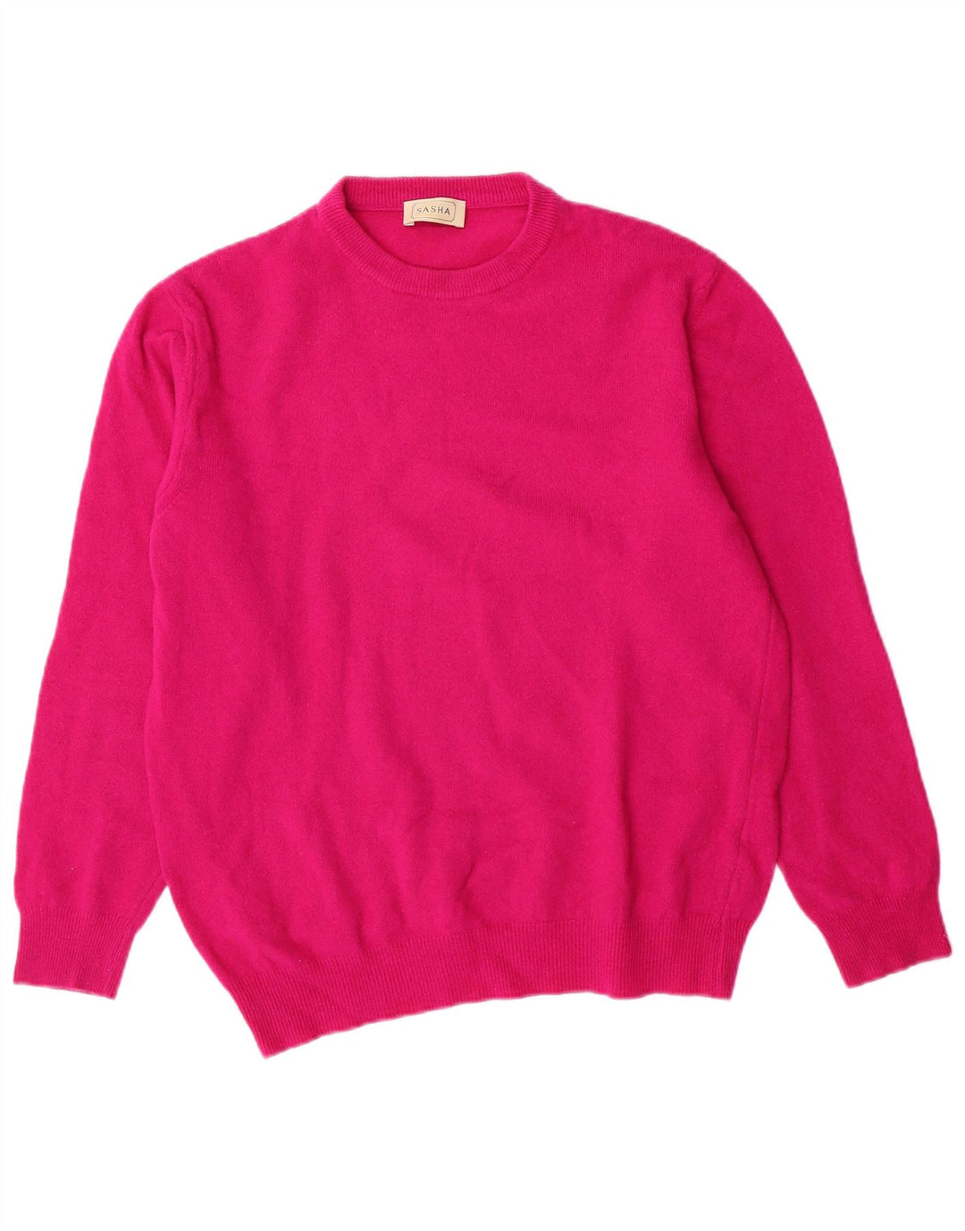 Sweter damski SASHA z okrągłym dekoltem UK 14, duży, różowy, wełniany