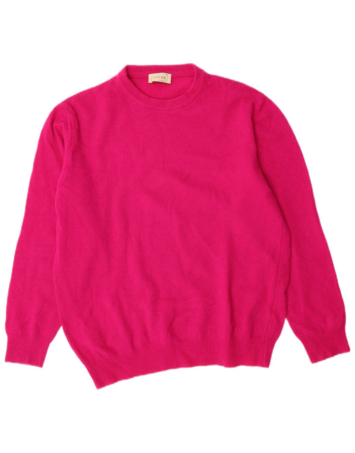 Sweter damski SASHA z okrągłym dekoltem UK 14, duży, różowy, wełniany