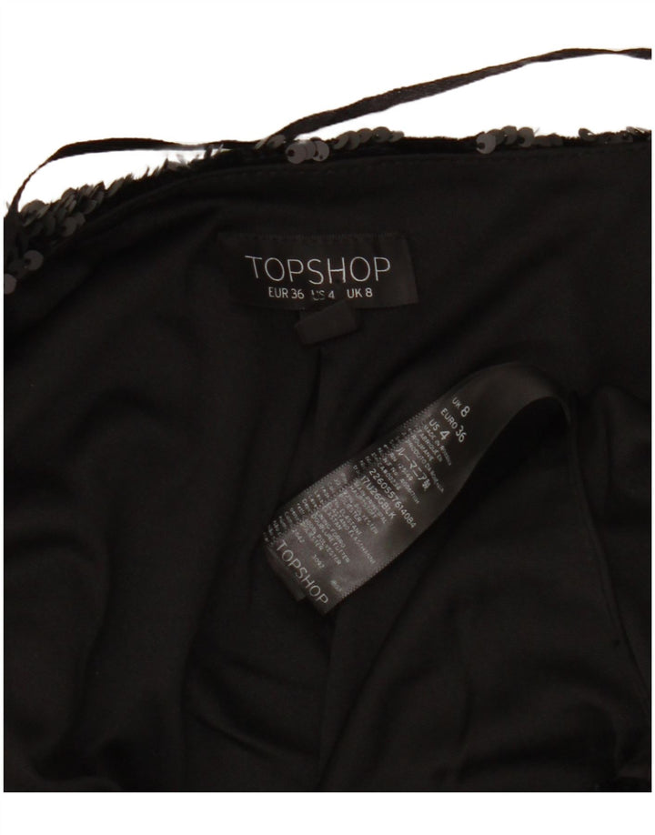 TOPSHOP Damska marynarka o krótkim kroju, UK 8, mała, czarna, poliester