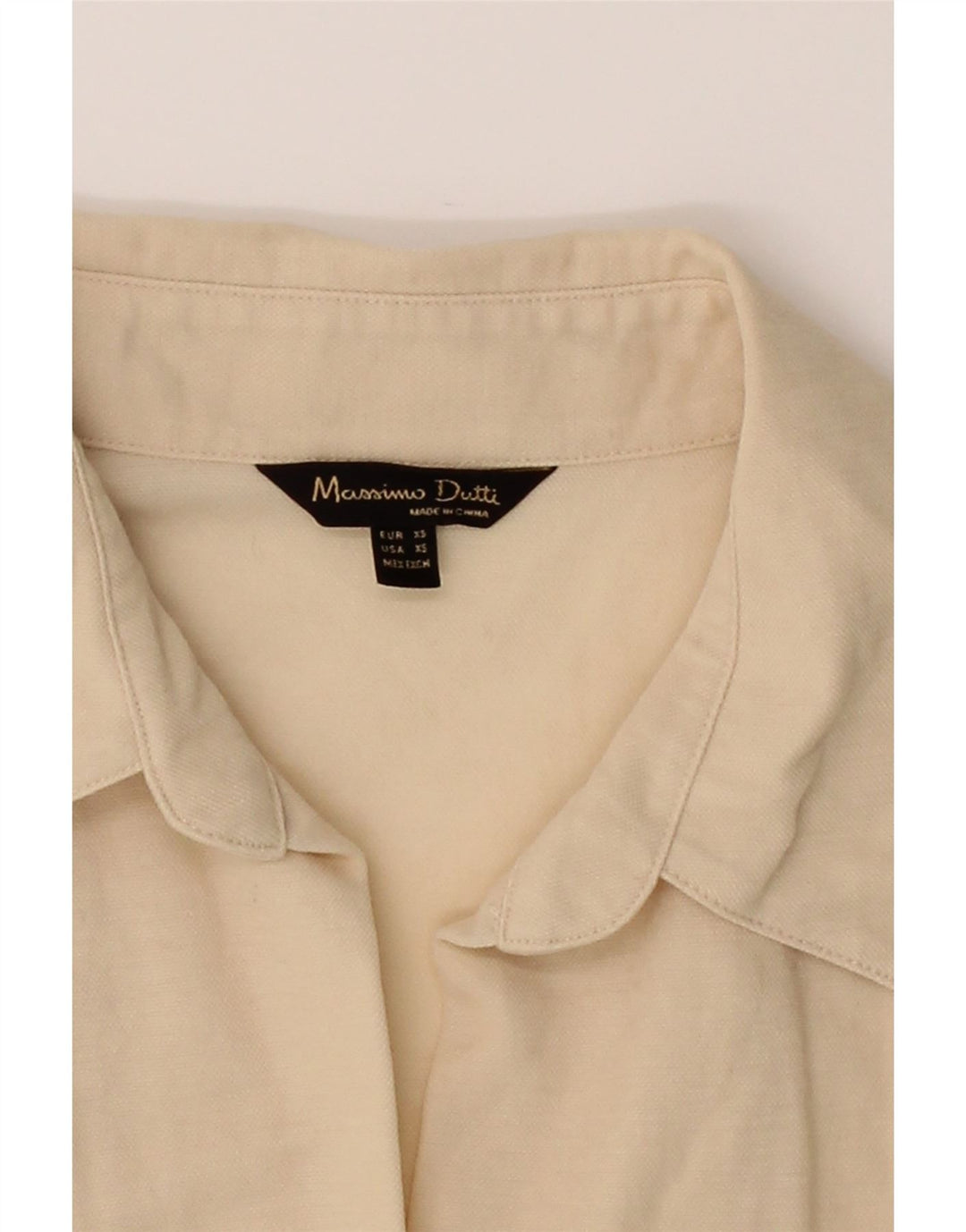 MASSIMO DUTTI Womens Oversized 3/4 Sleeve Shirt UK 6 XS Beige Vintage Massimo Dutti and Second-Hand Massimo Dutti from Messina Hembry 