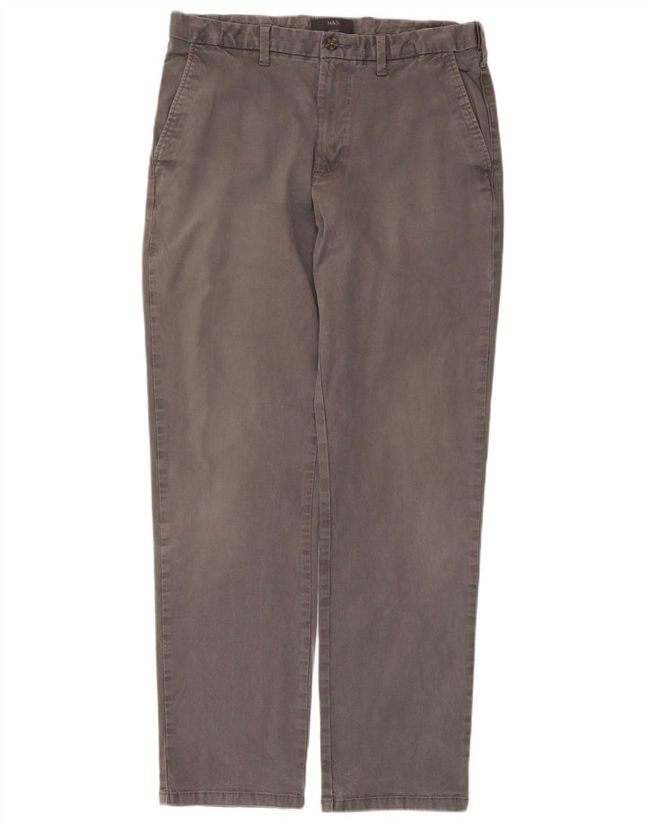Męskie spodnie typu chino Regular Marks & Spencer W34 L31 Szara bawełna