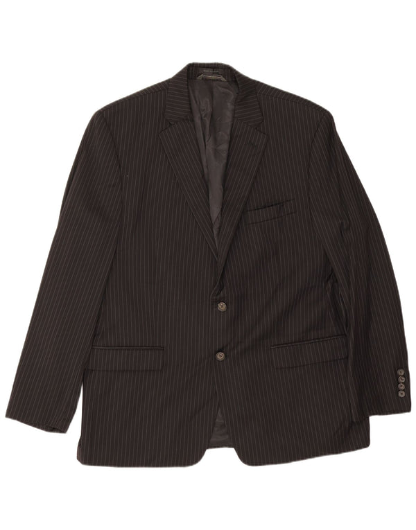 Ralph Lauren Męska marynarka zapinana na 2 guziki UK 46 2XL Czarna wełniana w prążki