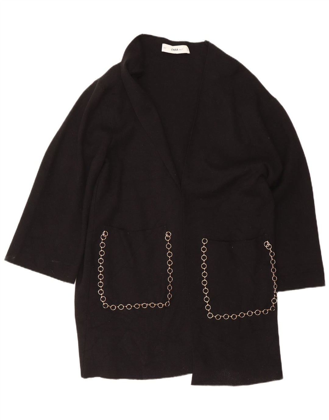Sweter damski Zara Longline Open Cardigan UK 16, duży, czarny