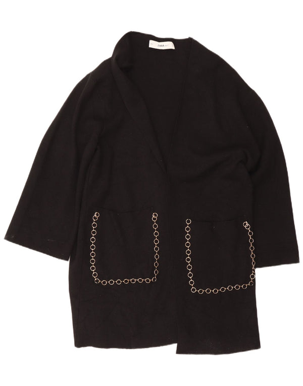 Sweter damski Zara Longline Open Cardigan UK 16, duży, czarny