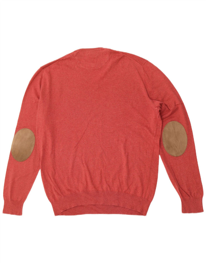 Męski sweter Massimo Dutti z dekoltem w kształcie litery V, XL, czerwony, bawełniany