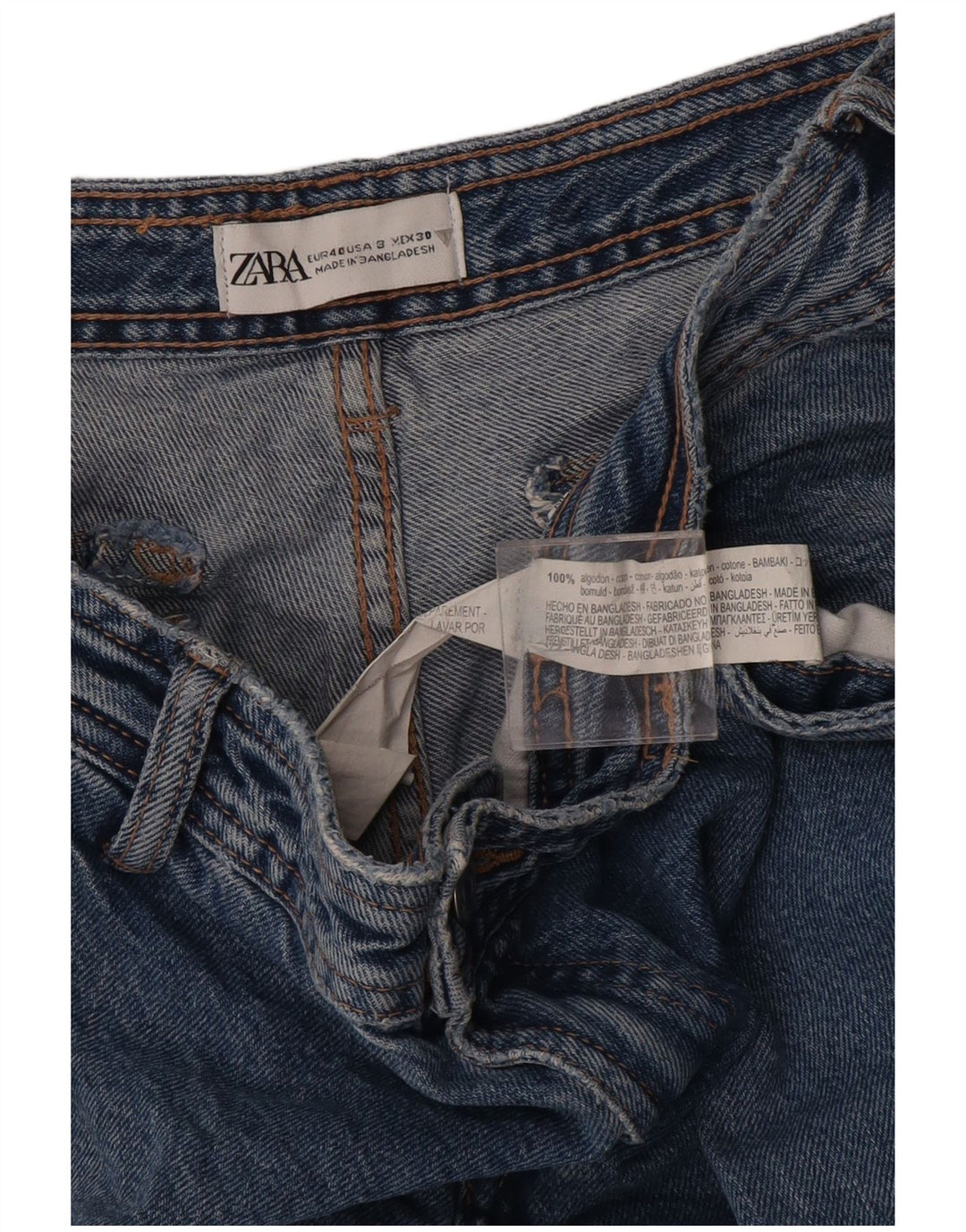 Dżinsy damskie Zara Cargo Straight EU 40 Medium W30 L31 Niebieskie bawełniane