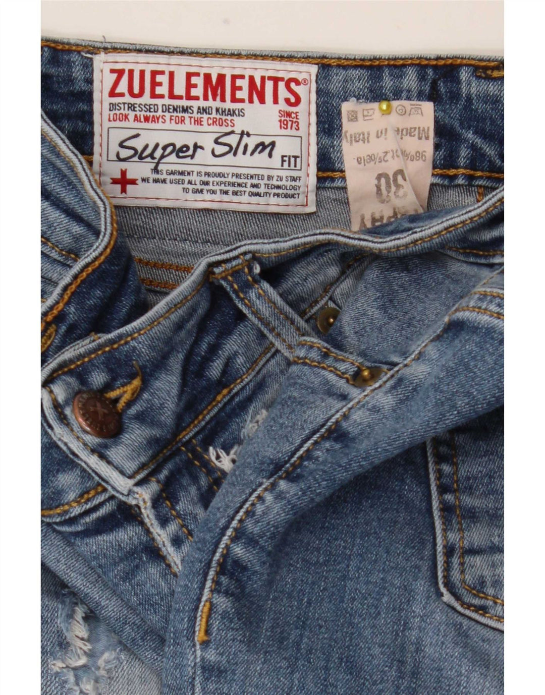 Damskie jeansy Zu Elements Super Slim W30 L28 Niebieskie, bawełniane
