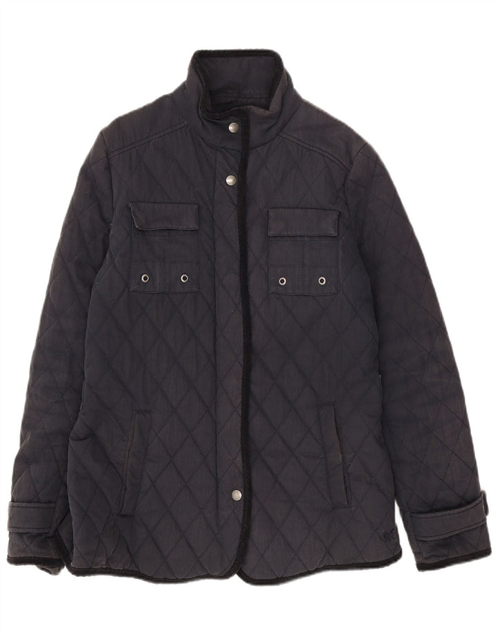 Crew Clothing Damska pikowana kurtka UK 12, średnia, granatowa, bawełniana
