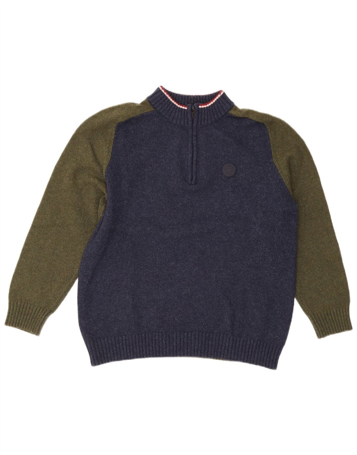 PEPE Jeans Męski sweter z zamkiem błyskawicznym, duży, granatowy, wełniany w bloki kolorów