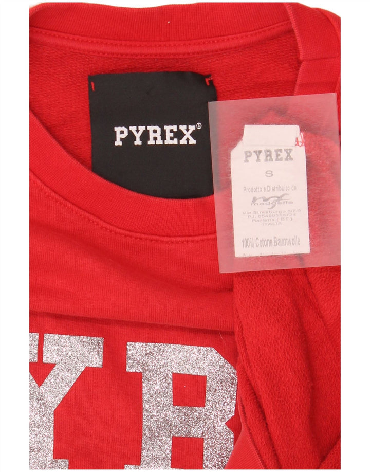 Damska bluza oversize Pyrex z grafiką, UK 10, mała, czerwona bawełna