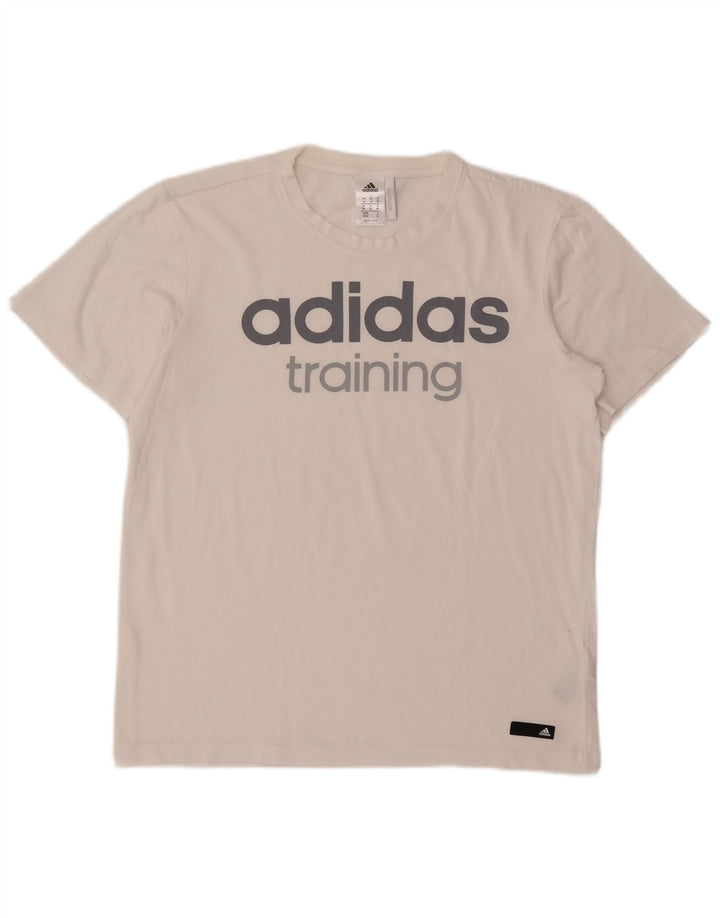 Męska koszulka Adidas Climalite z grafiką, średnia, biała bawełna