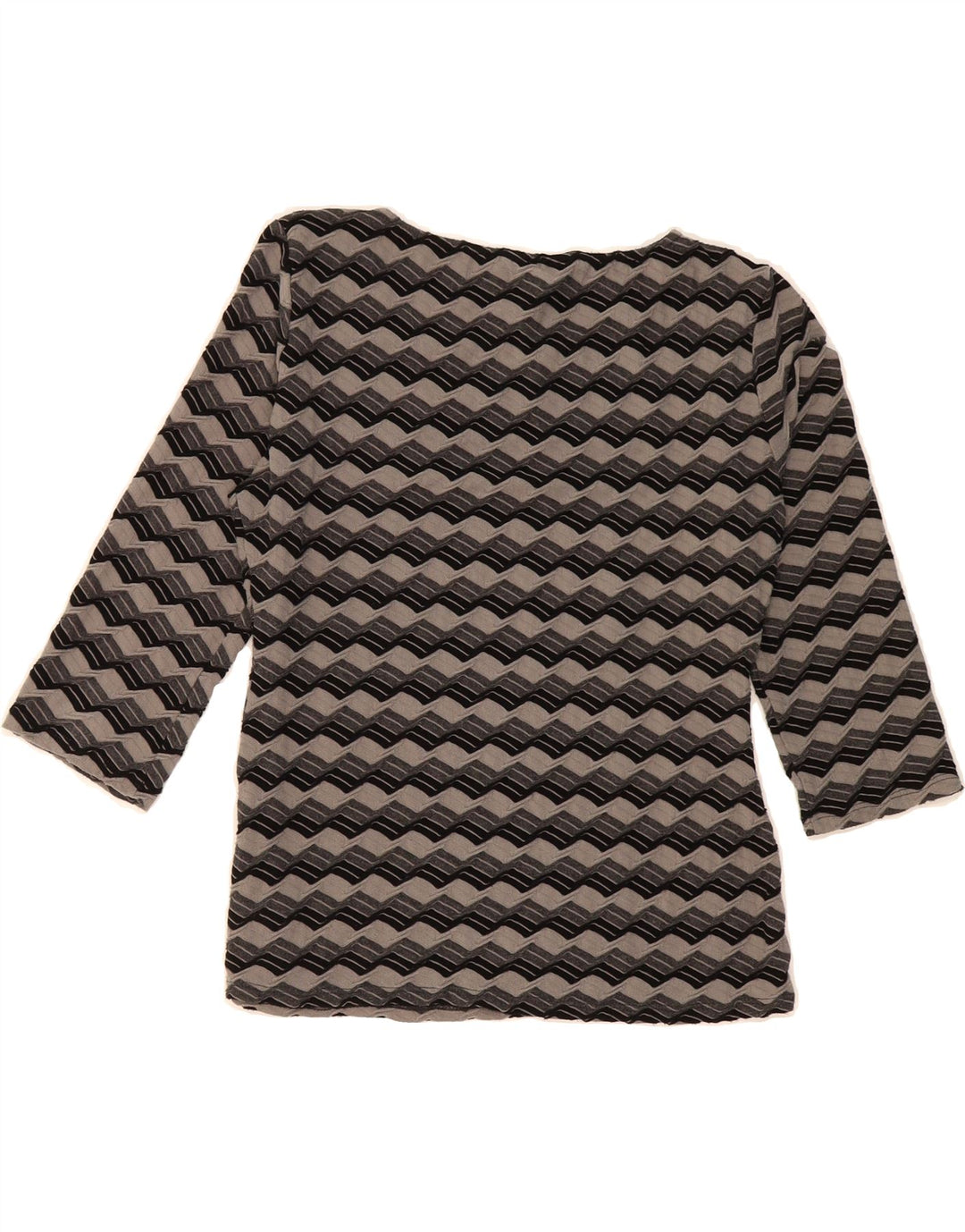 PHASE EIGHT Womens Top 3/4 Sleeve UK 14 Medium Grey Geometric Polyester Vintage Phase Eight and Second-Hand Phase Eight from Messina Hembry 